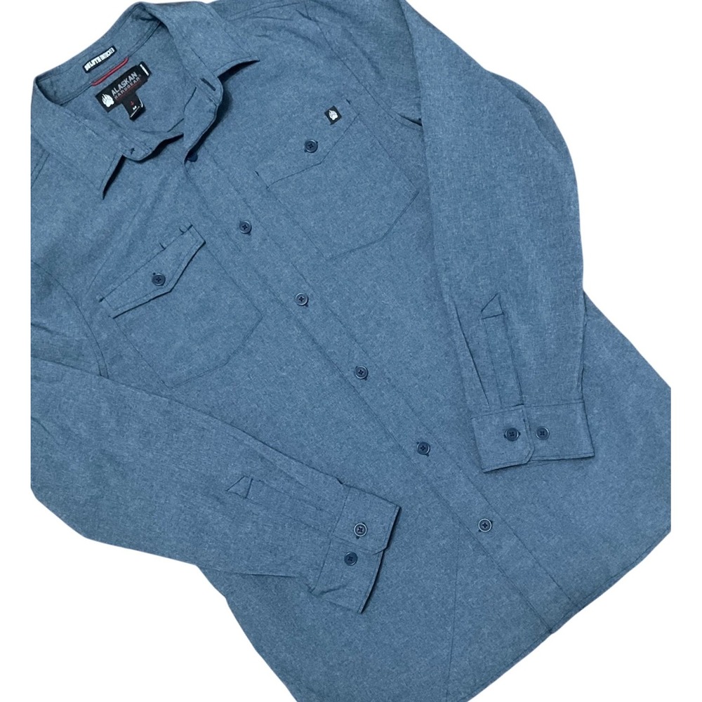 Alaskan Hardgear Duluth Trading Co Mens Medium Blue Untucked Button Down Shirt